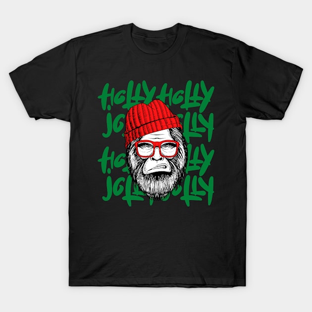 Christmas Holly Jolly BigFoot T-Shirt by edub gifts